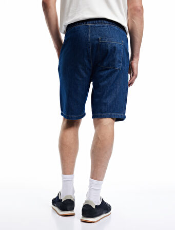 Beli Bağcıklı Cep Detaylı Bermuda Oversize Jean Şort