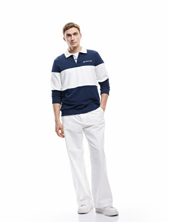 Uzun Kollu Şardonlu Renk Bloklu Polo Yaka Lisanslı Yale Sweatshirt