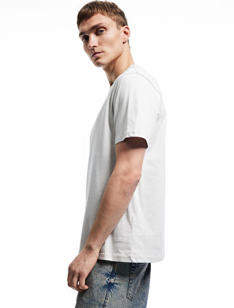 Kısa Kollu Bisiklet Yaka Regular Fit Pamuklu Minimal Baskılı Tişört