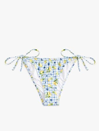 Bağlamalı Fırfırlı Limon Baskılı Pötikareli Bikini Altı