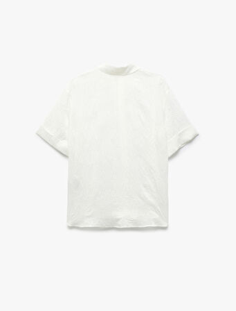 Kısa Kollu Gömlek Yaka Oversize Viskon Gömlek