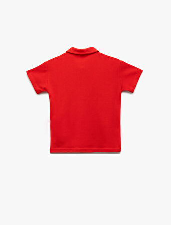 Pamuklu Kısa Kollu Polo Yaka Nakışlı Tişört