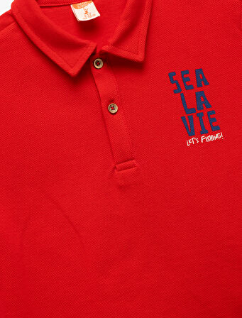 Pamuklu Kısa Kollu Polo Yaka Nakışlı Tişört