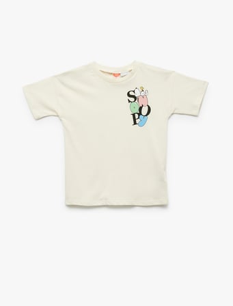 Snoopy Lisanslı Kısa Kollu Bisiklet Yaka Pamuklu Baskılı Tişört