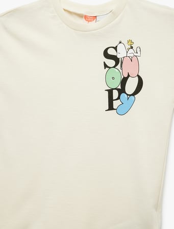 Snoopy Lisanslı Kısa Kollu Bisiklet Yaka Pamuklu Baskılı Tişört