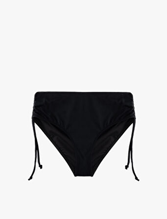 Astarlı Yüksek Bel Yanları Büzgülü İpli Bikini Altı