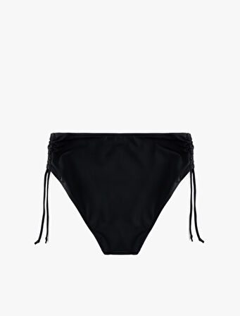Astarlı Yüksek Bel Yanları Büzgülü İpli Bikini Altı