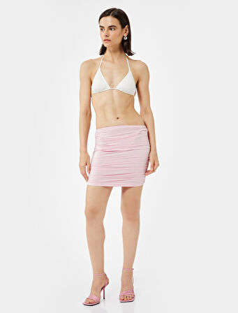 Drapeli Parlak Mini Pareo Etek