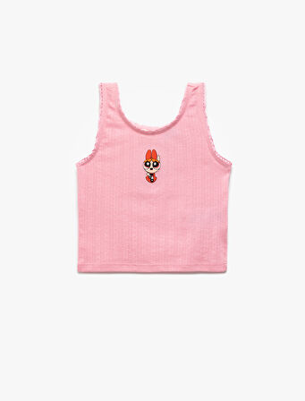 Powerpuff Girls İşlemeli Lisanslı Kolsuz Bisiklet Yaka Atlet