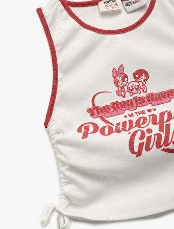Lisanslı Powerpuff Girls Baskılı Kolsuz Büzgü Detaylı Atlet