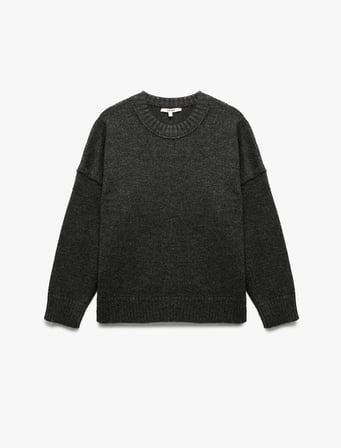 Uzun Kollu Bisiklet Yaka Triko Oversize Kazak