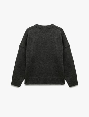Uzun Kollu Bisiklet Yaka Triko Oversize Kazak