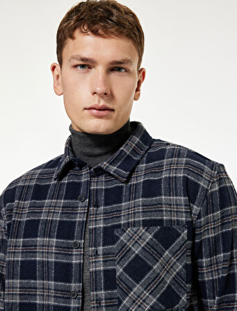 Regular Fit Uzun Kollu Cepli Klasik Yaka Oduncu Gömleği