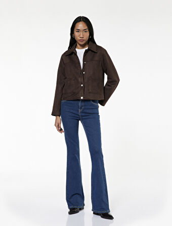 Dar Kalıp Pamuklu Yüksek Bel İspanyol Paça Jean Pantolon - Flare Jeans