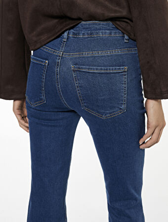 Dar Kalıp Pamuklu Yüksek Bel İspanyol Paça Jean Pantolon - Flare Jeans