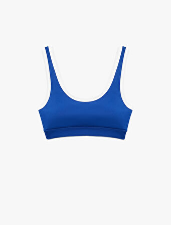 U Yaka Kaplı Renk Kontrastlı Slim Fit Sporcu Sütyeni