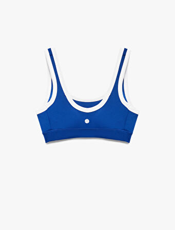 U Yaka Kaplı Renk Kontrastlı Slim Fit Sporcu Sütyeni
