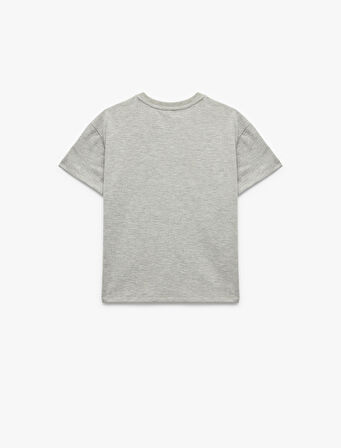 Köpek Baskılı Kısa Kollu Bisiklet Yaka Tişört