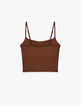 Skinny Fit İnce Askılı Crop Pijama Üstü