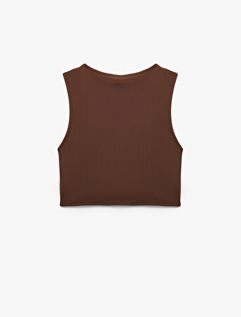 Skinny Bisiklet Yaka Kolsuz Crop Top