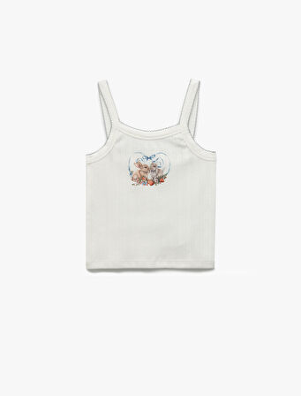 Tavşan Baskılı Ribanalı Bisiklet Yaka Askılı Atlet