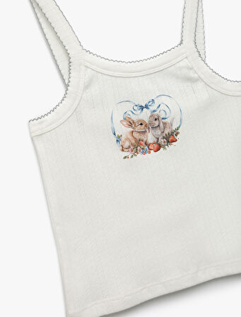 Tavşan Baskılı Ribanalı Bisiklet Yaka Askılı Atlet