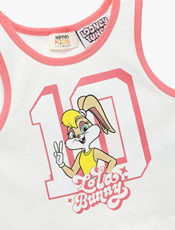 Pamuklu Lisanslı Bisiklet Yaka Baskılı Lola Bunny Atlet