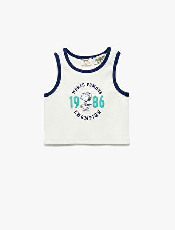 Lisanslı Bisiklet Yaka Kolsuz Snoopy Baskılı Atlet