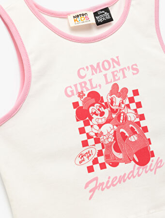 Minnie Mouse Lisanslı Baskılı Kolsuz Bisiklet Yaka Pamuklu Atlet
