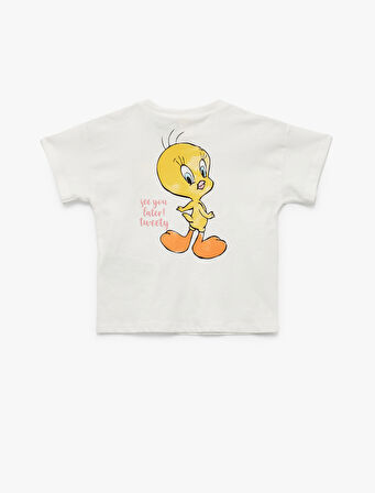 Lisanslı Baskılı Kısa Kollu Bisiklet Yaka Pamuklu Tweety Tişört