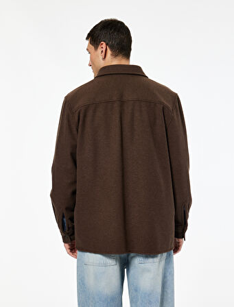 Viskon Karışımlı Cep Detaylı Uzun Kollu Düğmeli Klasik Yaka Gömlek Ceket