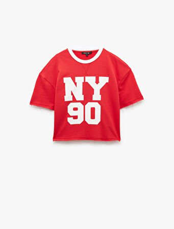 Baskılı Bisiklet Yaka Kısa Kollu Rahat Kalıp Spor Tişört