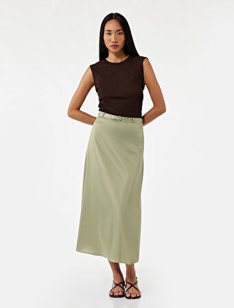 Kemer Detaylı Uzun Kloş Etek