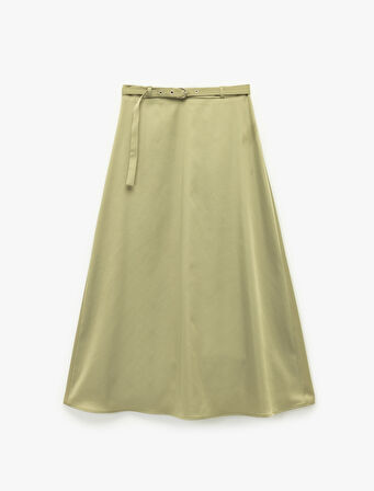 Kemer Detaylı Uzun Kloş Etek