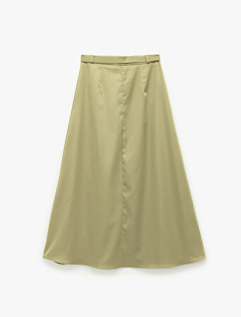 Kemer Detaylı Uzun Kloş Etek