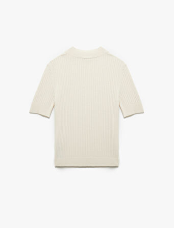 Dik Yaka Kısa Kollu Triko Kazak