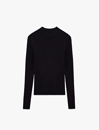 Dik Yaka Uzun Kollu Viskon Triko Kazak