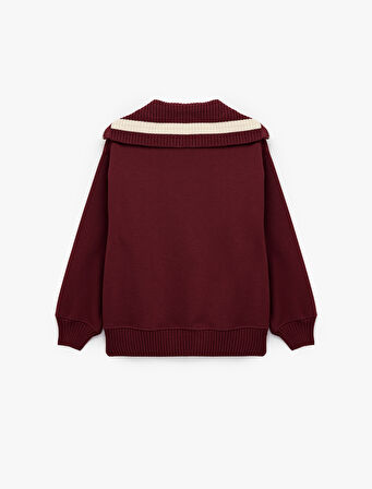 Yarım Fermuarlı Pamuklu Rahat Kalıp Kolej Baskılı Sweatshirt