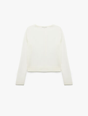 Viskon Kumaş Uzun Kollu Bisiklet Yaka Düğmeli İnce Triko Hırka