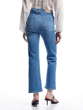 Yüksek Bel Kısa İspanyol Paça Jean Pantolon - Flare Jeans