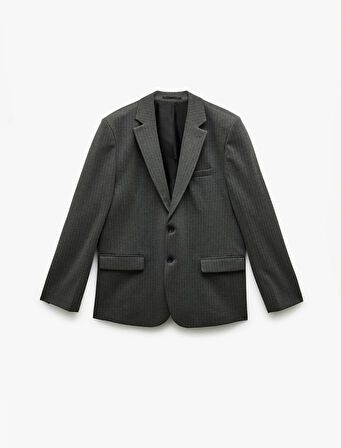 Viskon Karışımlı Uzun Kollu Blazer Ceket