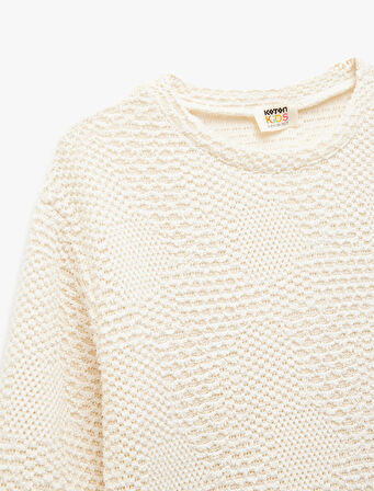 Bisiklet Yaka Uzun Kollu Pamuk Karışımlı Sweatshirt