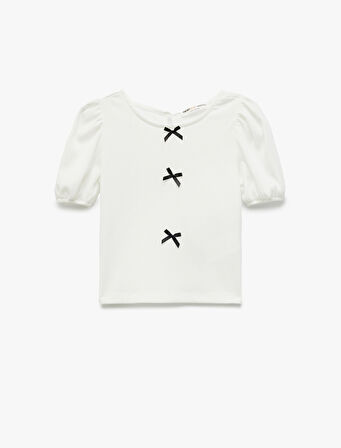 Fiyonk Detaylı Kısa Kollu Bisiklet Yaka Bluz