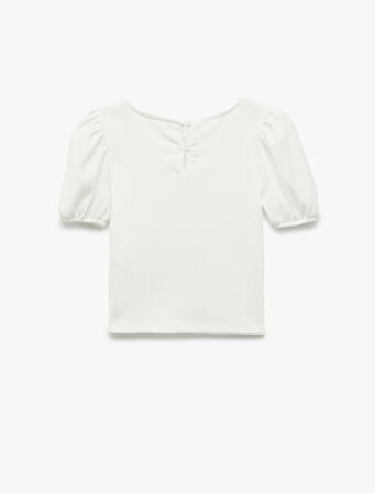 Fiyonk Detaylı Kısa Kollu Bisiklet Yaka Bluz