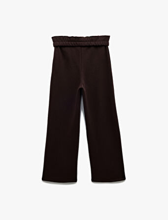 Beli Lastikli Şardonlu Baskılı Geniş Paça Eşofman Altı