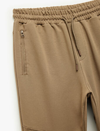 Pamuklu Fermuarlı Cepli Beli Bağcıklı Jogger Eşofman Altı