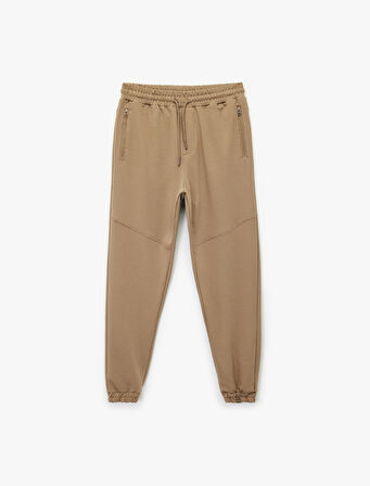 Pamuklu Fermuarlı Cepli Beli Bağcıklı Jogger Eşofman Altı