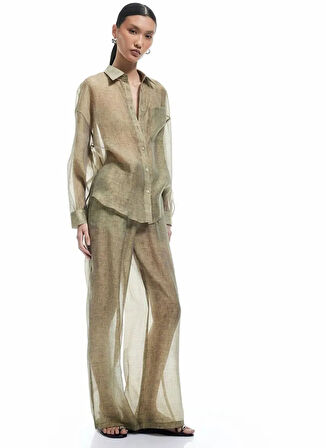 Koton x Sima Tarkan Haki Kadın Straight Pantolon 5SAK40046EW