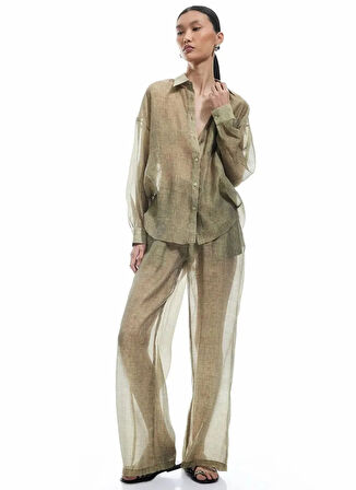 Koton x Sima Tarkan Haki Kadın Straight Pantolon 5SAK40046EW