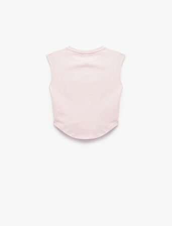 Bisiklet Yaka Korse Detaylı Slim Fit Kolsuz Crop Tişört